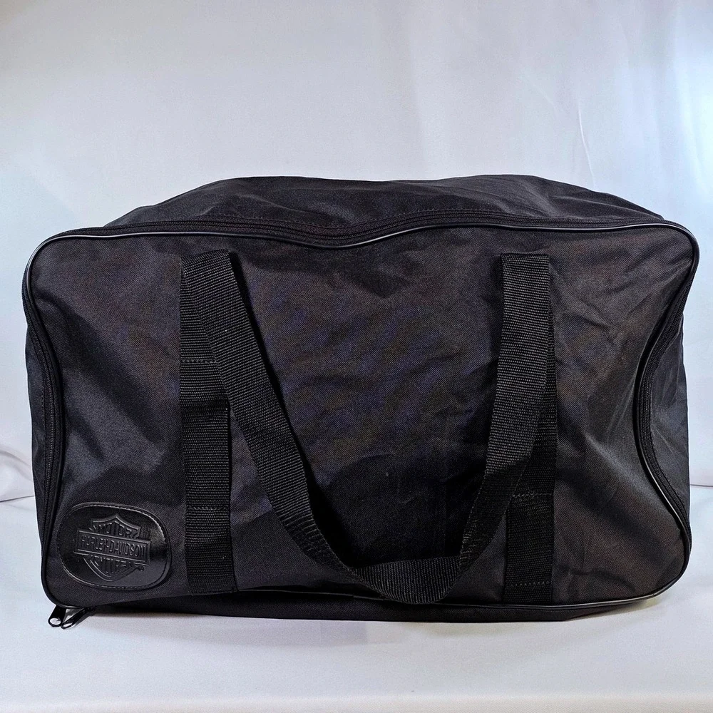 Harley-Davidson Black Canvas Duffle Bag Bar Shield Logo Travel Weekender Bag New